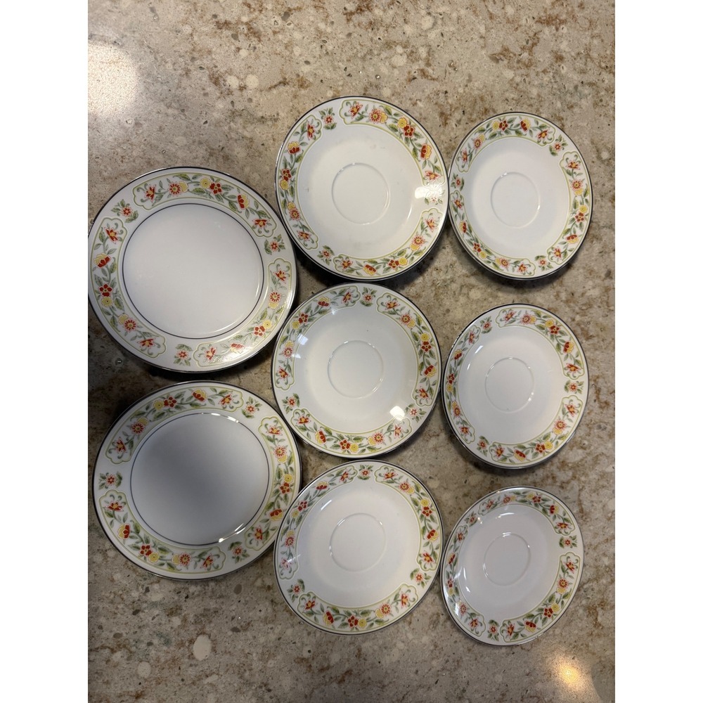 Fine China Suzy 3101 Japan Floral Saucers and Bread Plates Set of 8